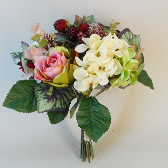 Briar Autumn Harvest Posy Red Pink Artificial Flowers